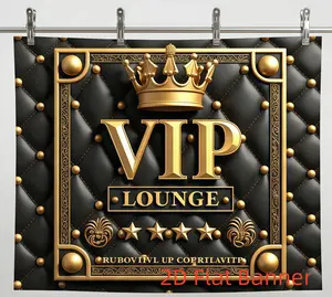 VIP Lounge 2D Flat Printing Polyester Banner Ornaments for Outdoor Event Background Decorations  for Photo Booth Props Anniversary Bachelor Party Celebrations Cloth Roo