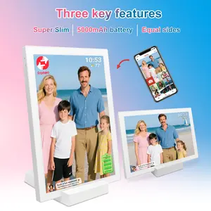FRAMEO WiFi Digital Picture Frame with Battery 10.1 inch Super Slim Photo Frame,32GB HD IPS Touchscreen, Auto-Rotate, Wall-Mountable Easy Set up Share Photo or Video via Frameo APP