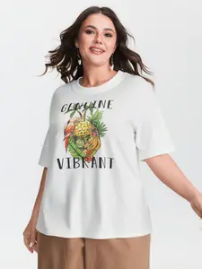 Women's Plus Size Lady's Round Neck Short-Sleeve Bright Fruit Print T-Shirt Top Spandex Fabric Fit Garment M-6X Sizes 2026 Summer Vibes Swimweek