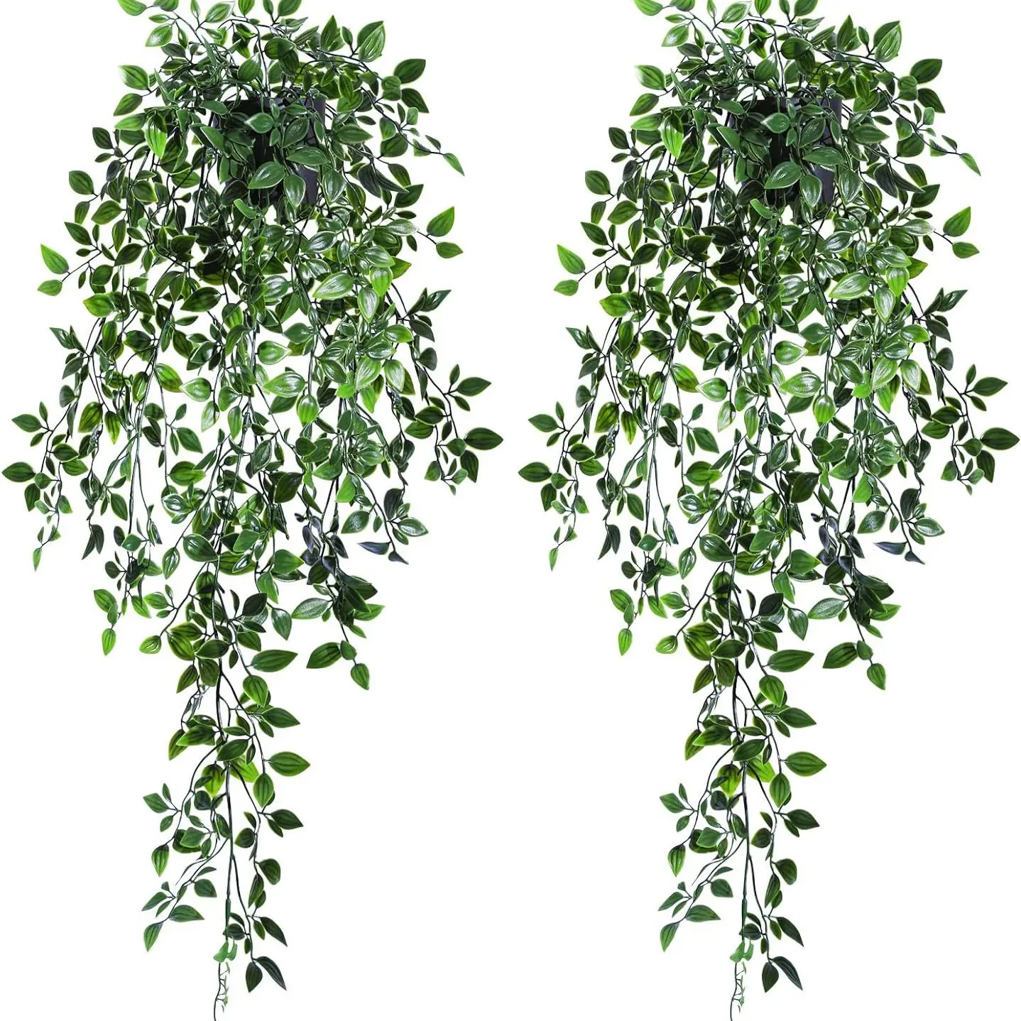 2 Pcs Artificial Hanging Plants, Artificial Hanging Flowers, Fake Mandala Vine Potted Greenery, Realistic Faux Hanging Vines for Wall, Shelf, Living Room, Bedroom, Indoors Outdoors