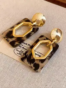 Elegant Geometric Leopard Print Drop Versatile Earrings for Women, Fashion Vintage Statement Jewelry, Perfect for Parties and Events