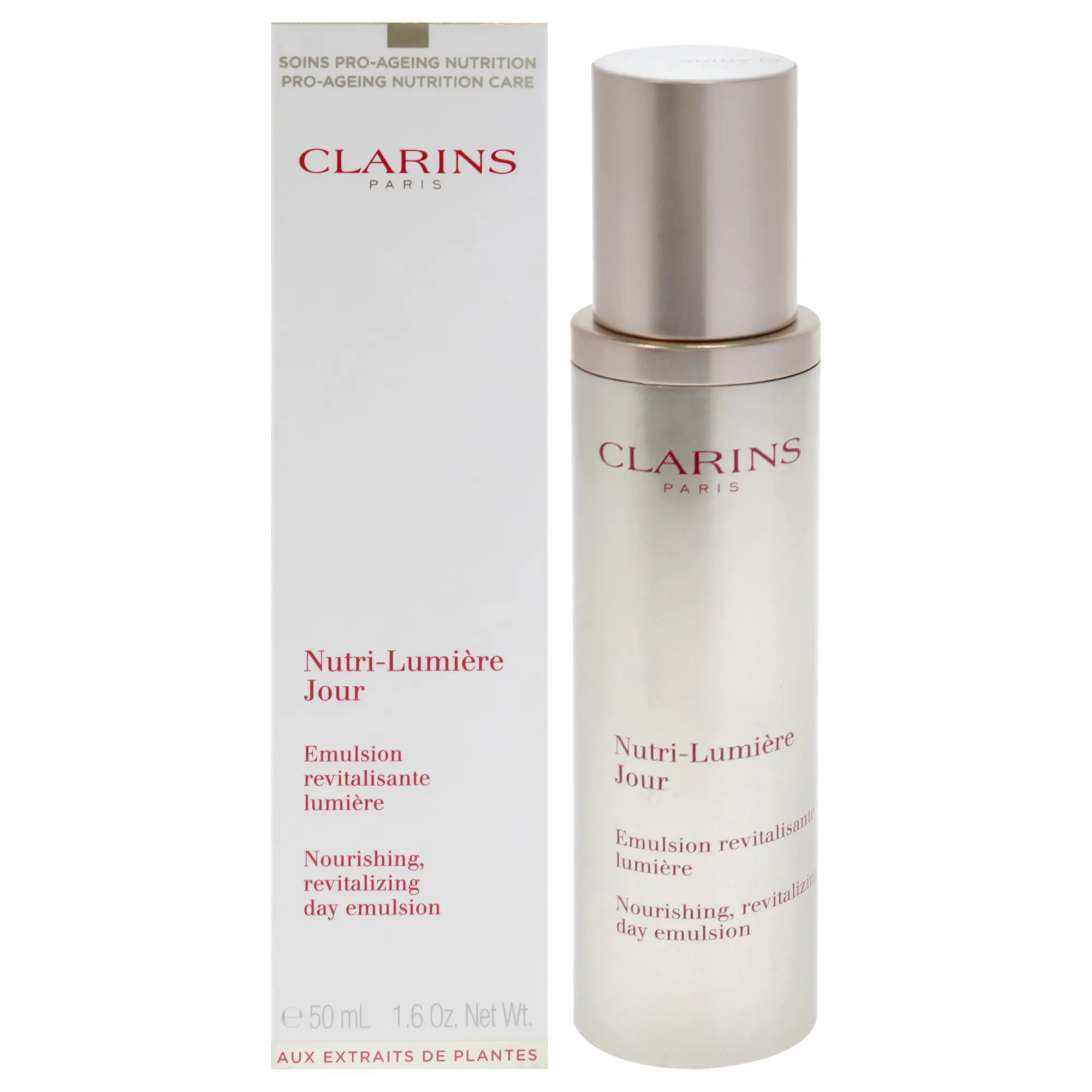 Clarins Nutri-Lumiere Day Emulsion - Unisex Brightening, Nourishing & Revitalizing Pro-Ageing Nutrition Care, 1.6 oz (50ml) Bottle