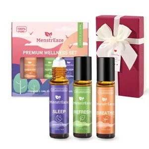 Therapeutic Essential Oil Roll On Set with Lovely Gift Box (Sleep, Breathe, Refresh), for Healthy Solution, Sleep Support, Headache Relief, Breathe Support, Deep Relaxation, 100% Natural Aromatherapy, Great Self-Care Gift, 3x10ml