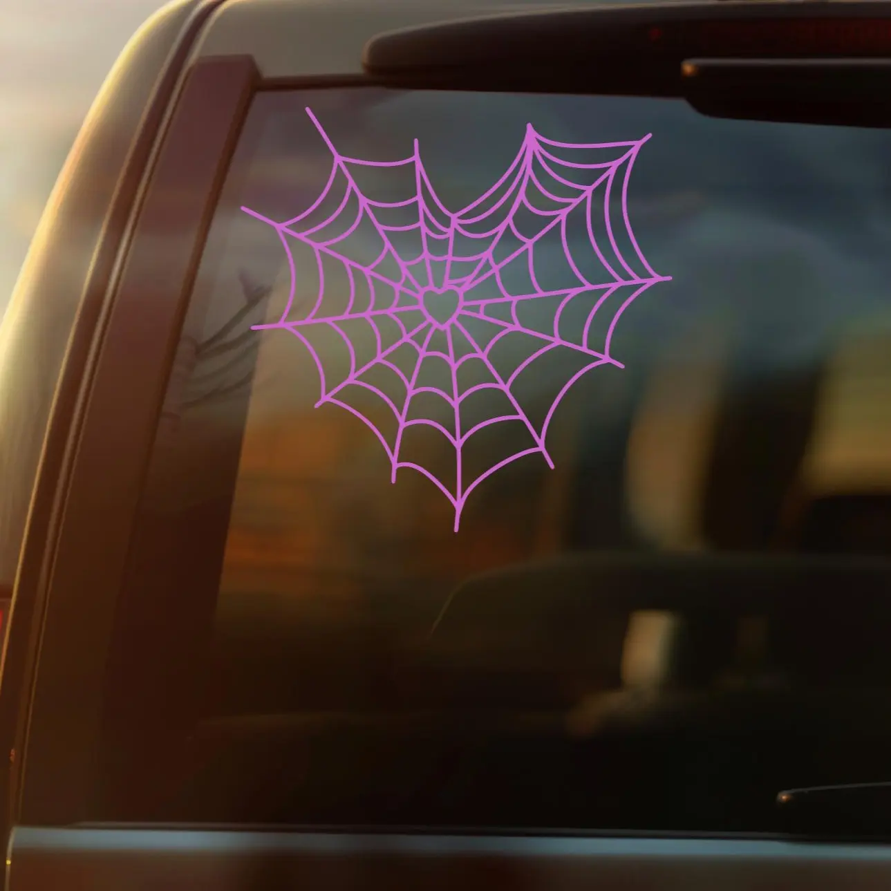 Gothic Spiderweb Heart Vinyl Car Decal – Alternative Aesthetic Spider Web Sticker with Heart Center for Goth, Alt Girls, Alt Guys, Emo, and Punk Styles – Durable Weatherproof Car Accessory for Alternative Fashion & Dark Aesthetic Lovers