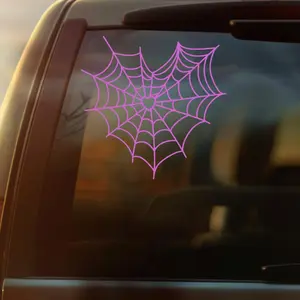 Gothic Spiderweb Heart Vinyl Car Decal – Alternative Aesthetic Spider Web Sticker with Heart Center for Goth, Alt Girls, Alt Guys, Emo, and Punk Styles – Durable Weatherproof Car Accessory for Alternative Fashion & Dark Aesthetic Lovers