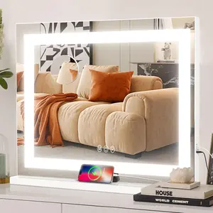 Vanity mirror with lights 23 x 18 led makeup mirror lighted makeup mirror with 3 color modes detachable 10x magnification and usb charging tabletop wallmounted