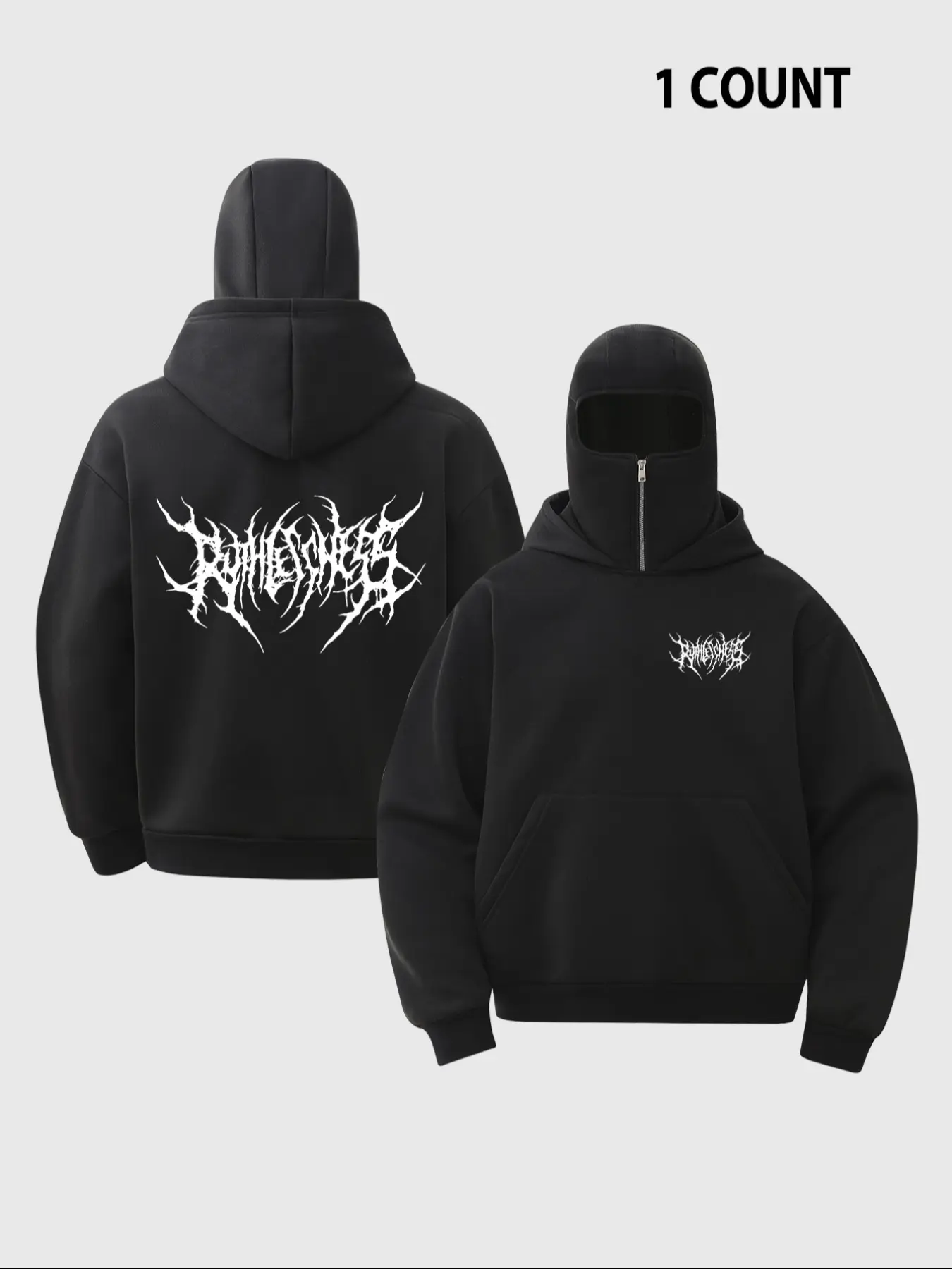 Men's Lightning Print Fleece Hoodie, Unisex Casual Loose-Fit Sweatshirt, Fall & Winter Thick Knit Pullover, Stylish Letter Pattern Top, Gothic Printed Hoodie