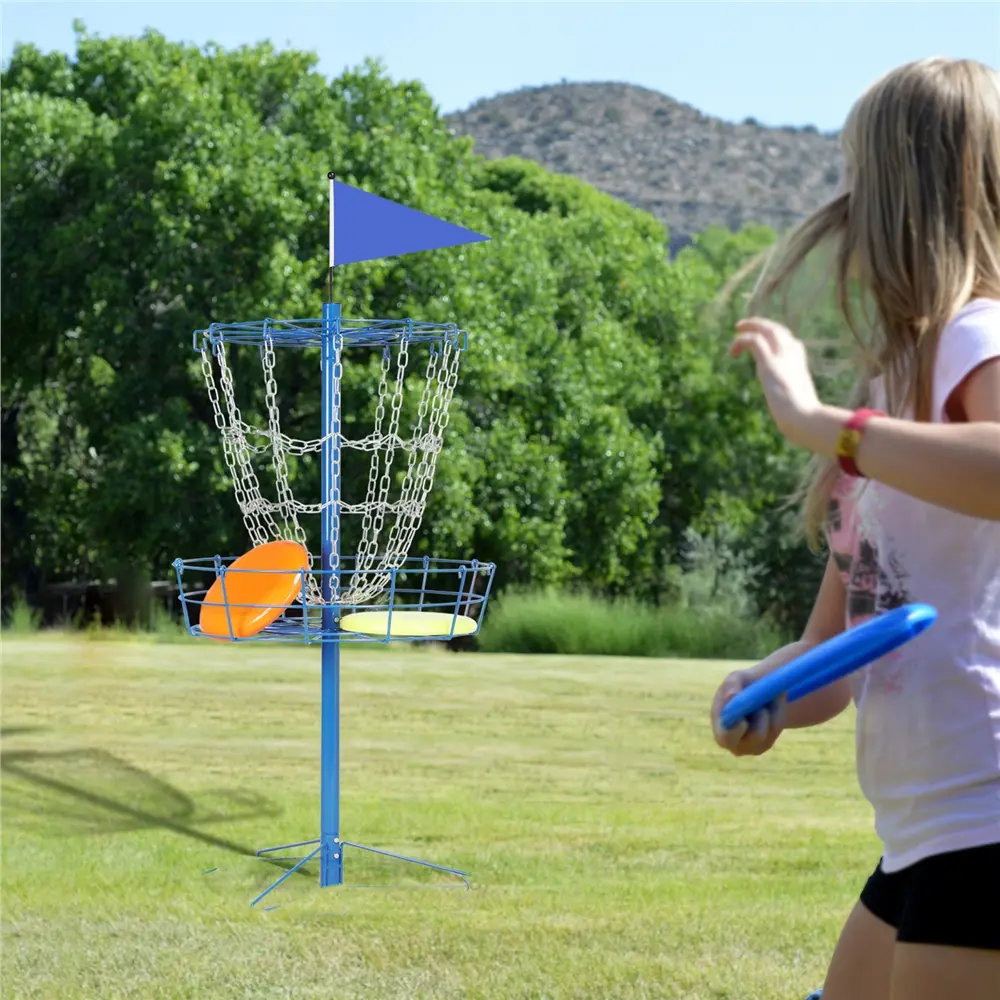 Yaheetech Sport Outdoor Portable Disc Golf Basket Target - 12-Chain, 25.2" Diameter, Lightweight, Easy to Assemble, Galvanized Steel Construction