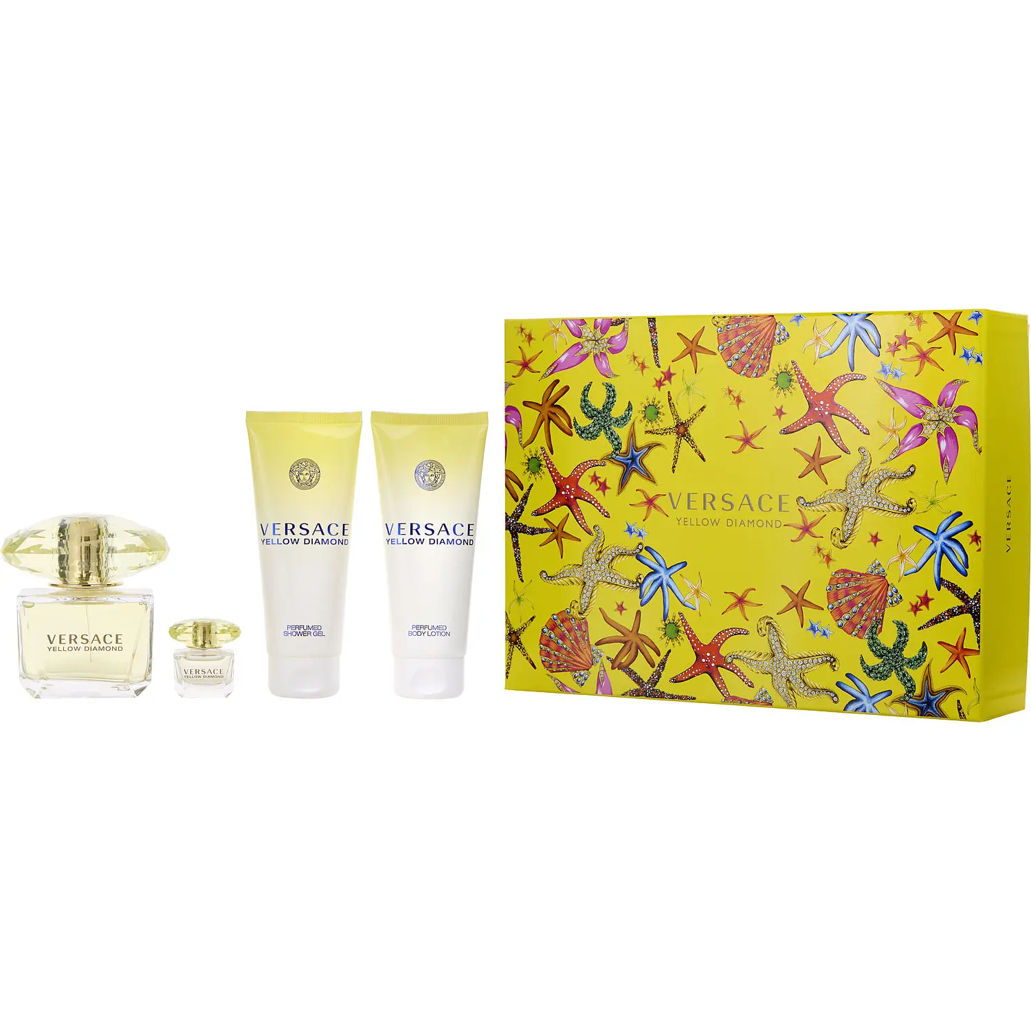 Versace Yellow Diamond Set-Edt Spray 3 Oz & Body Lotion 3.4 Oz & Shower Gel 3.4 Oz & Edt 0.17 Oz Mini For Women Versace Yellow Diamond Set-Edt Spray 3 Oz & Body Lotion 3.4 Oz & Shower Gel 3.4 Oz & Edt 0.17 Oz Mini For Women