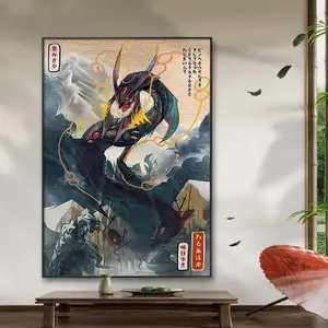Shiny Rayquaza Pokeart Poster Anime Wall Art Home Decor Gift Portrait Gallery Vintage Japanese Design House Warming Present, Room Decor