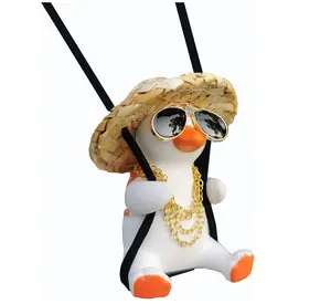 SAANY Duck Rear View Mirror Hanging Charm | Adorable Cute Car Accessories, Gifts for New Drivers