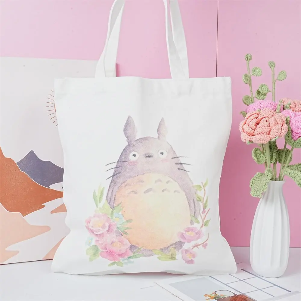 Cute Anime Canvas Tote, Shopping Handbag, Reusable Handmade Shoulder Bag,Hayao Miyazaki Animation Enthusiast,Valentine's