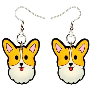 Corgi Dog Puppy Earrings Hypoallergenic Silver Plated Fishhooks Yazzle Dazzle Puppy Dog Bulldog Golden Labrador Chihuahua Maltese Weiner Dachshund