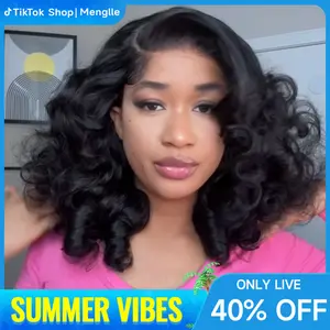 Live. Menglle Hair 250% Density Ready to Go Glueless Bouncy Wave 7x6 Pre Cut Lace Front Wig Spiral Curl Human Hair Wigs With Middle Part #Outdoorfun#Summervibes