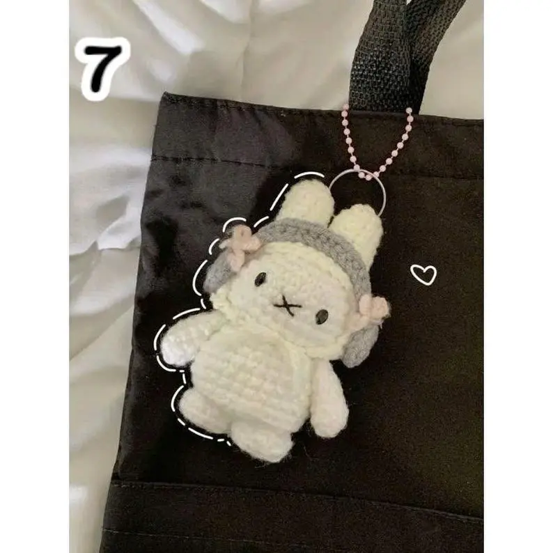Handmade Crochet Miffy Bunny Lifestyle Keychain Bag With Charm, Handmade crochet Keychain, Keychain crochet, Easter day, Gift For Her