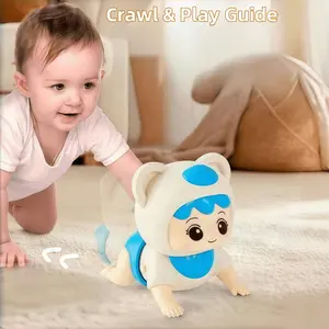 pc Baby Crawling Doll With Music Electric Learning Toy for Infant Over 18 Months Old Kids Toys - Learn Crawling Guidance Head Up Training Early Education Sing and Crawl Party Up Crawling Guide Climbing Music Doll Baby Toys Perfect Children's Day Gift