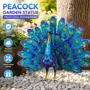Metal Peacock Outdoor Statue, Outdoor 3D Peacock Garden Sculptures Statues for Yard Art Lawn Backyard Porch Pond Pool Indoor Decoration, Outdoor Garden Festive Decorations, Home Decor and Ornaments, Festive Gifts Sold by baiciwei outdoorfun