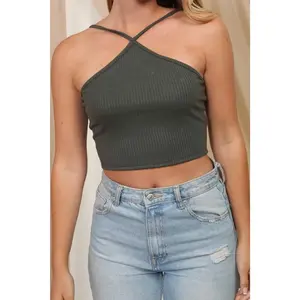 Olive Cross Cut Tank Top