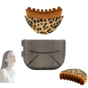 New Leopard Print Lymph Contour Facial Brush, Dry Brushing Face Massager, Neck and Chin Shaping Tool, Ergonomic Design, Relieves Fatigue
