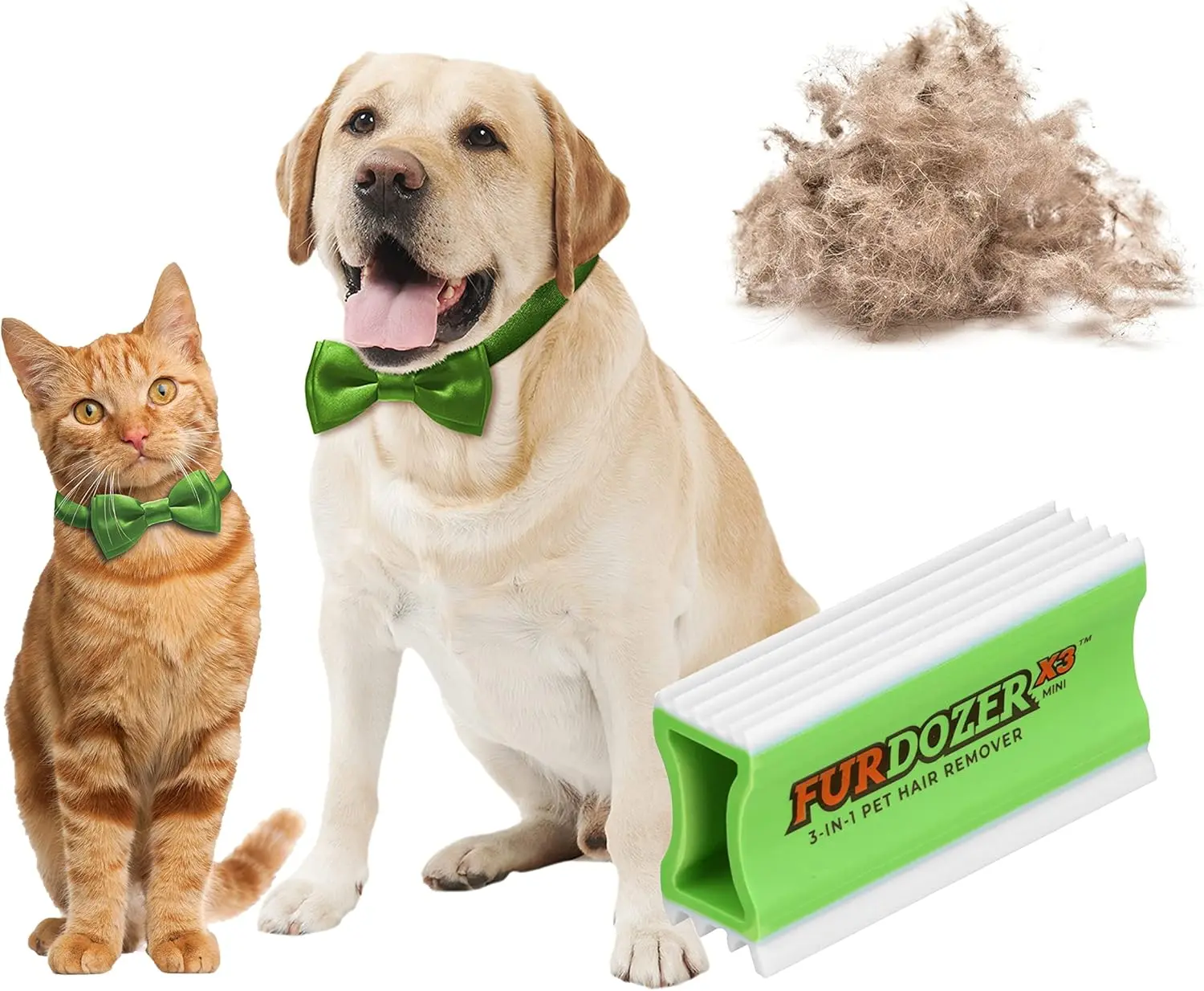 FurDozer X3 Mini Pet Hair Remover Reusable Dog & Cat Hair Removal Tool for Carpets Furniture Bedding & Car Detailing 3.5" Removes Embedded Hair Without Damage