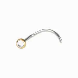 Blomdahl | Hypoallergenic | Golden Titanium Bezel Crystal Nose Jewelry | Best Choice For Sensitive Skin