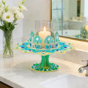 Stunning DIY Acrylic Lotus Diamond Art Kit – Rotatable 3-in-1 Candleholder, Aromatherapy Stand & Jewelry Display, Multi-Color Mosaic with Unique Shaped Diamonds, Complete Craft Set for Adults & Teens