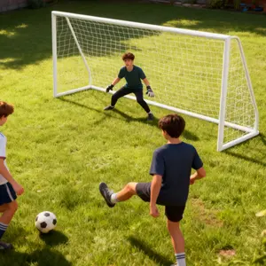 SuperDeal Professional 12x6FT Soccer Goal - All-Weather UPVC Frame, Tool-Free Setup, Includes 8 Stakes & Training Cones, Portable with Carry Bag for Backyard & Beach