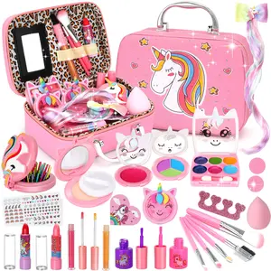 TikTokShopSpringGlowUp Kids Washable Makeup Girl Toys - Real Makeup Kit Kid Make up Set for Toddlers Children Princess Dress Up Christmas Birthday Gifts Toys for 3 4 5 6 7 8 9 10 11 12 Year Old Girls Play Set