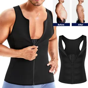 Men's chloroprene rubber sauna vest, men's sports vest, men's sleeveless front zipper and eye vest, running and fitness vest, shapewear, waist trainer, men's shapewearRAIMENTRY