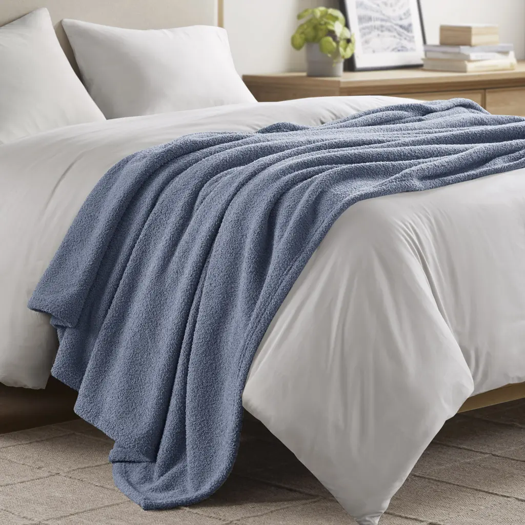 Beautyrest BR51-4447 Buttery Soft Chemical Free Dream Soft Blanket, 90x90x0.25 in., Navy Blue - Full & Queen Size, Buttery Soft Blankets, Chemical Free Blankets