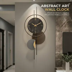 3D Large Metal Abstract Geometric Silent Wall Clock, Creative Decorative Clock, Modern Room Accessories for Living Room, Bedroom Wall Decoration 26.38 X 11.42 inches Olive Tree Aesthetic Art Clock