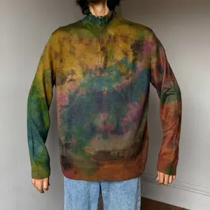 Mens XL Oilslick Rainbow sweater 1/4 zip up pullover