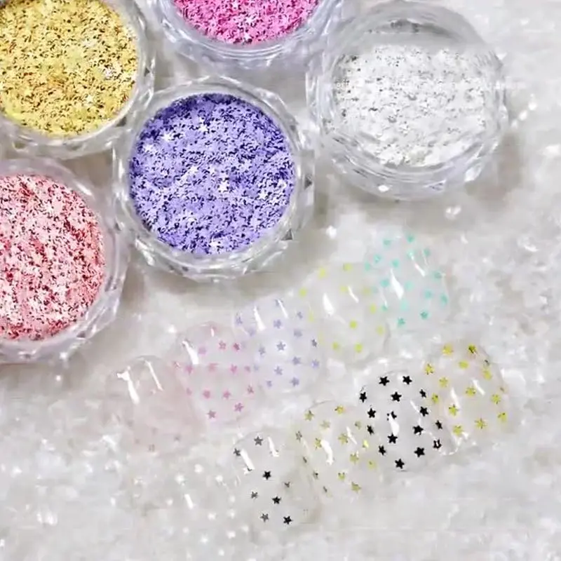 1mm Mini Sparkling Star Nail Glitter Sparkling Pentagram Nail Decoration Nail Salon Design Cute Accessories DIY Nail Art Design