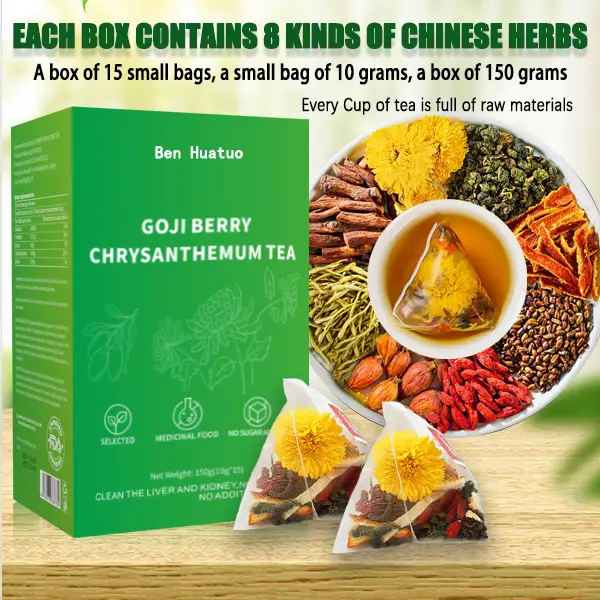 Goji Berry Chrysanthemum Tea -A natural blend of eight herbal ingredients ，15Packs，Dandelion, wolfberry, honeysuckle, chrysanthemum,
