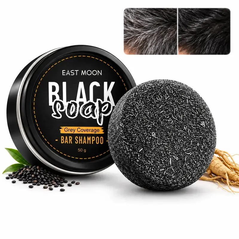 Herbal Darkening Shampoo Bar For Men White Hair Coverage Nourish Scalp Strengthening Repair Sulfate Free Solid Shampoo Bar Natural Plant Based Deep Moist Rich Hydration Soft Silky Healthy Hair