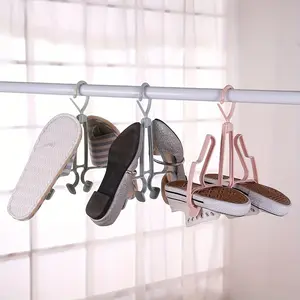 4pcs Double Shoe Rack - Multifunctional, Non-Slip Plastic Hook for Outdoor Balcony Drying & Storage, Utility Hooks