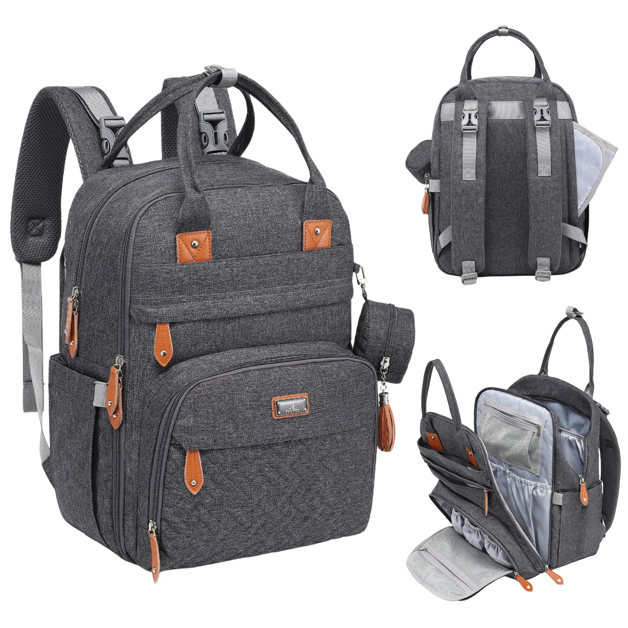 Babbleroo The Original DiaperBag | Multi-Functional Waterproof Travel Tote with Changing Pad Mommy Diaper Bags