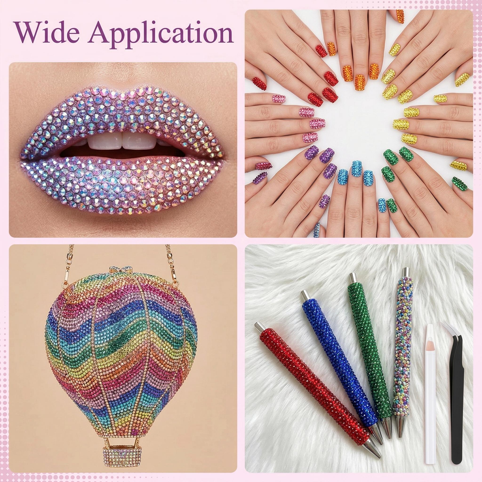 40 Grids Gem DIY Bedazzling Kit with Mixed ResinRhinestones & Tweezers, Pick up Pen and GiftedTools for DIY Crafts Apparel Nail Art Supplies Clothing Tumblers Shoes Fabric Nail Art with Gifted Tools and tweezers Shimmer Colorful flatback bead