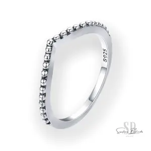 Silver Beads Raindrop Sterling Silver Stacking Ring