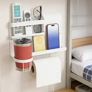 Bedside Wall Organizer,Floating Bedside Shelves,Nightstand and Bedside Wall Shelf for Earphone,Glasses,Remote Control,Phone Charging Shelf,Dorm Decor for College Girls and Teen Girl