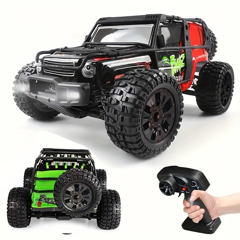 Remote Controlled Car Monster Truck - 1:10 Scale, 4WD, 2.4 GHz Radio Control, 40+ KM/H High Speed, All Terrain Off Road Crawler, High Power Motor, LED Lights, Long Running Time, Duckbill Drift Electric RC Vehicle