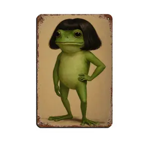 Funny Frog Art, Metal Decorations—Bubble-Head Style, Playroom Decor for Kids