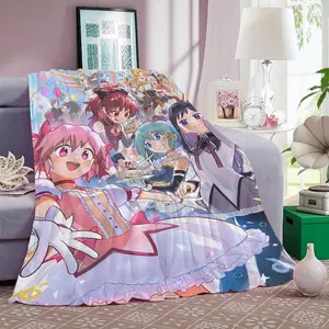 Flannel Blanket Sofa Warm Winter King Size Madoka Magica Microfiber Bedding Knee Bed  Nap Fluffy Soft Blankets