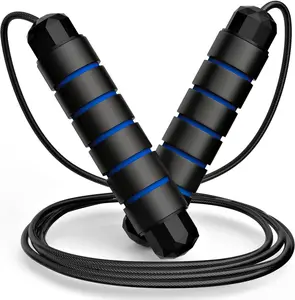 PVC Jump Rope, Tangle-Free Rapid Speed Skipping Rope with Ball Bearings, Adjustable Steel Cable, Ergonomic Foam Handle Grips, Custom Fit for Exercise, At Home Gym Equipment