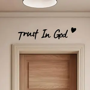 3pcs Unique Wooden Decor- 'Trust In God'House Wall Art For Women, Faith Wooden Art, Christian Home Decoration, Religious Gift, Elegant Minimalist Design, Removable Wall Decor For Home Office Living Room Bedroom Patio Kitchen Garden