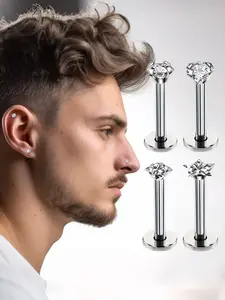 8 pcs simple and stylish 316L stainless steel ear stud, lip studs, nose studs, fashionable jewelry, Body Piercings Set, suitable for both men and women, suitable for daily or party use, can be given as gifts to friends