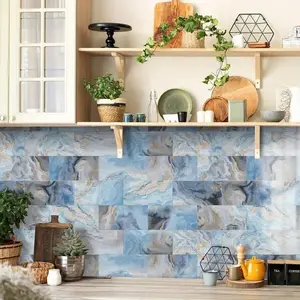 Marble Pattern Wall Tile Sticker, Self-adhesive Waterproof Wall Sticker, Easy to Clean Wall Decal for Kitchen, Living Room and Bathroom, Decoration Items, Interior, Waterproof Marble Stickers