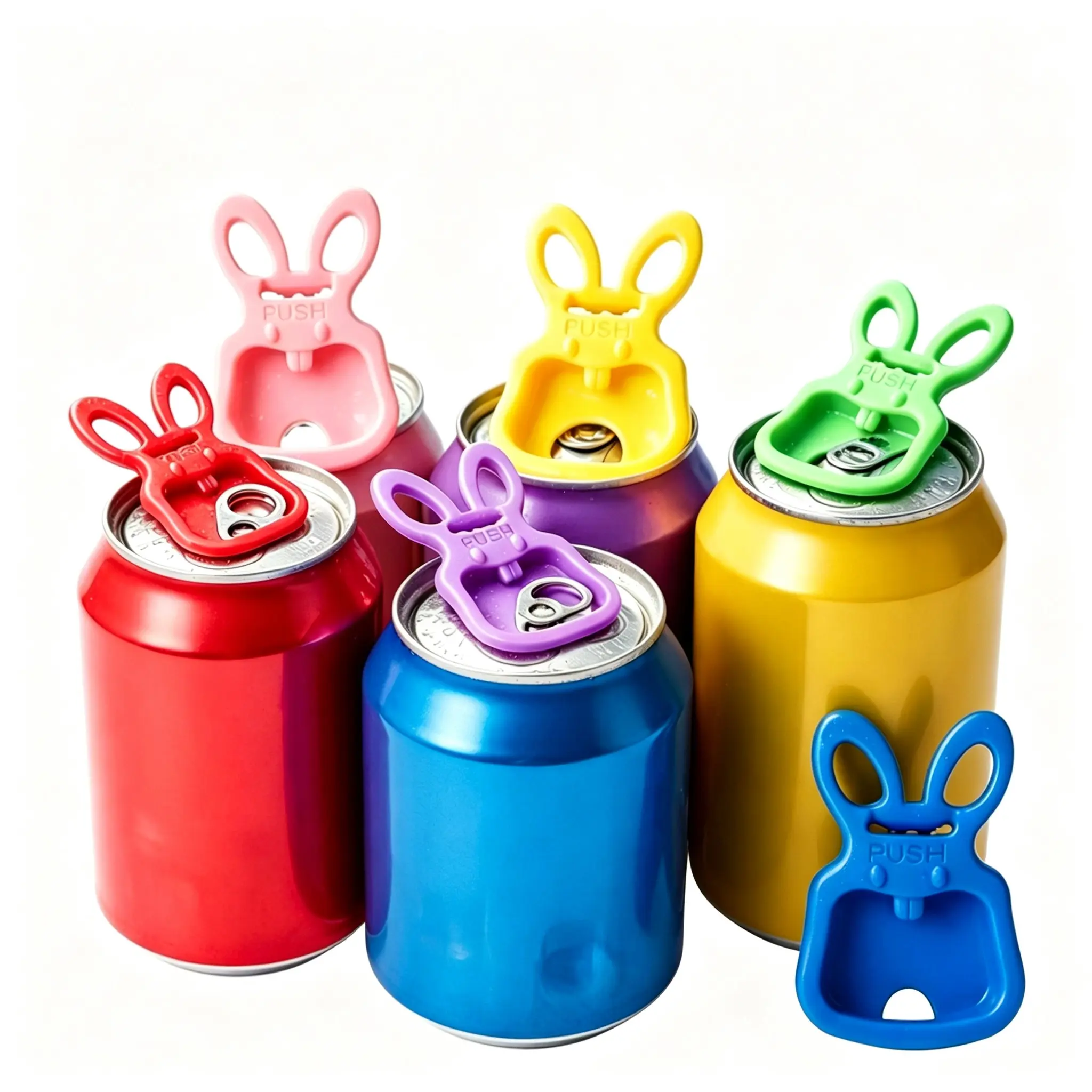 Manual Easy Can Opener,6 Pack Colorful Soda Beer Can Opener & Beverage Can Cover Protector,Premium Plastic Shields Can Openers for Pop,Coke, Beer,Soda,Drink Aluminum Beverage