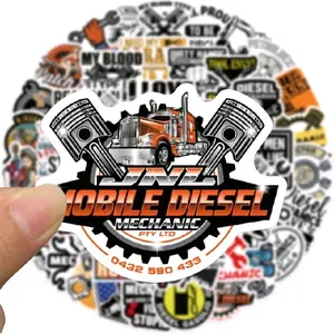 Mobile Diesel Mechanic 10pc Random Funny Mechanic Stickers for Garage Tool Box Car Decorations Vinyl Decals Vehicle