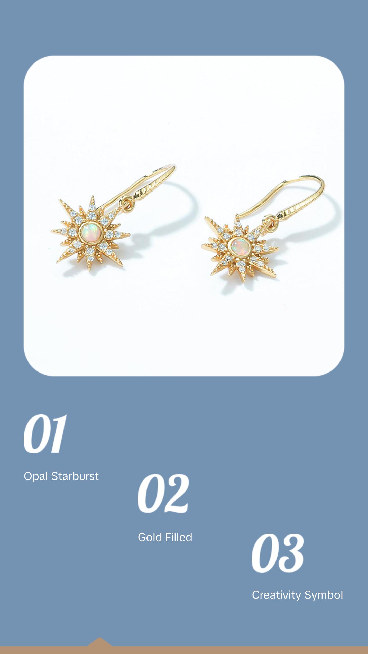 Opal Starburst Hook Earrings